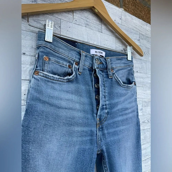 RE/DONE 90s High Rise Ankle Crop Distressed Jeans size 24 - Picture 6 of 12